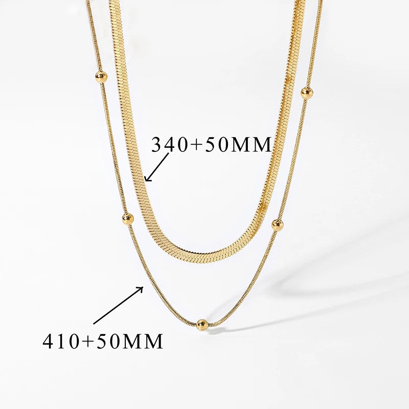 Multilayer Snake Chain Round Bead Necklace