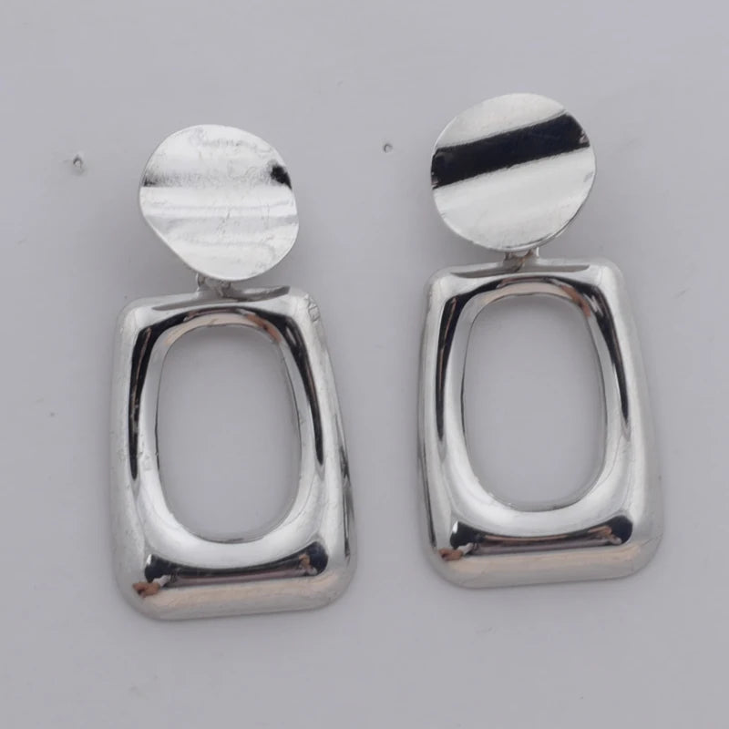 Round Hollow Out Square Oval Drop Earrings