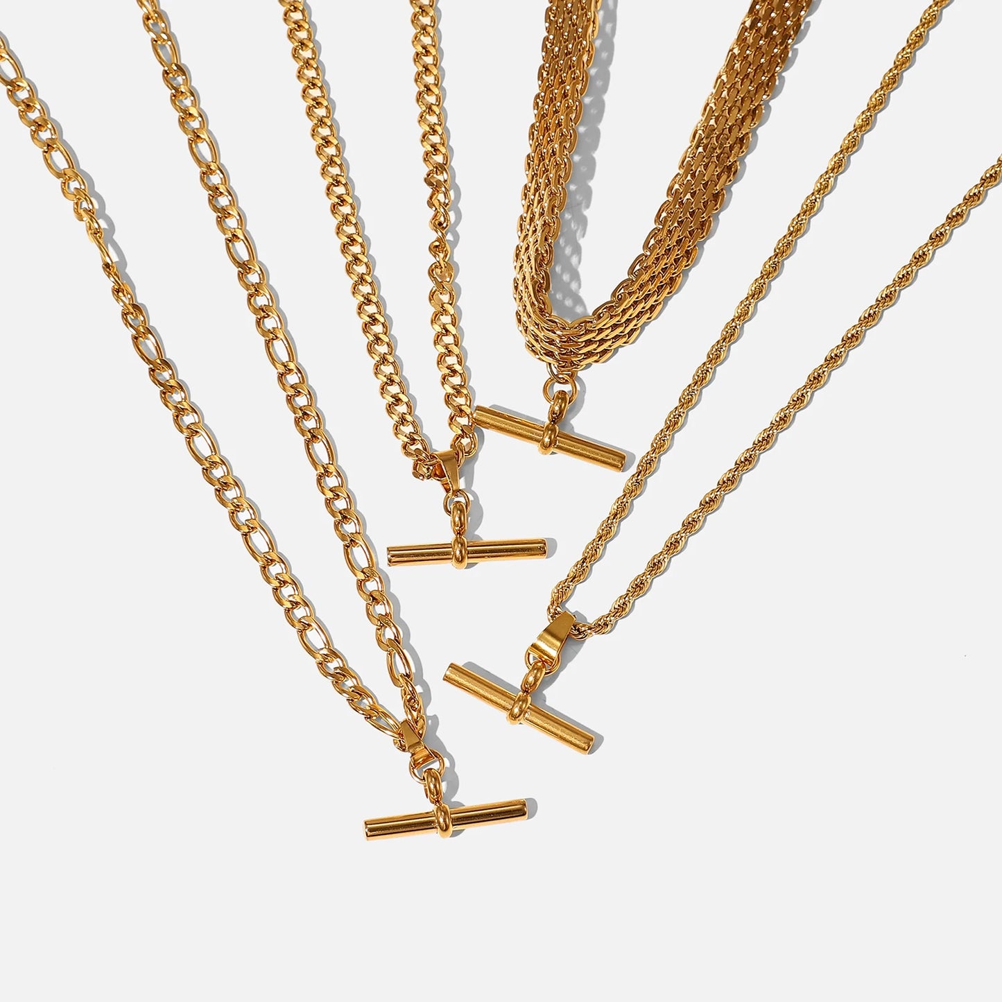 Minimalist T-Bar Pendant Chain Necklace