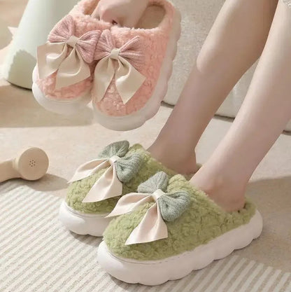 Anti-Slip Thick Platform Bow Indoor Slippers