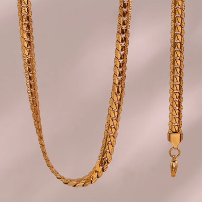 Lace Side Flat Cuban Chain Necklace