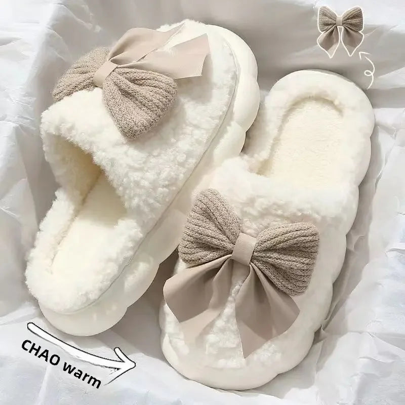 Anti-Slip Thick Platform Bow Indoor Slippers