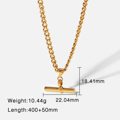 Minimalist T-Bar Pendant Chain Necklace