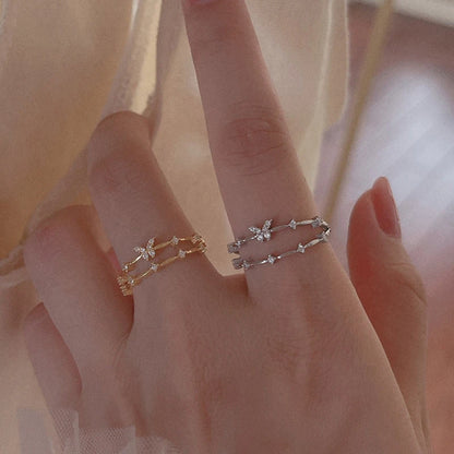 Butterfly Multilayer Adjustable Ring