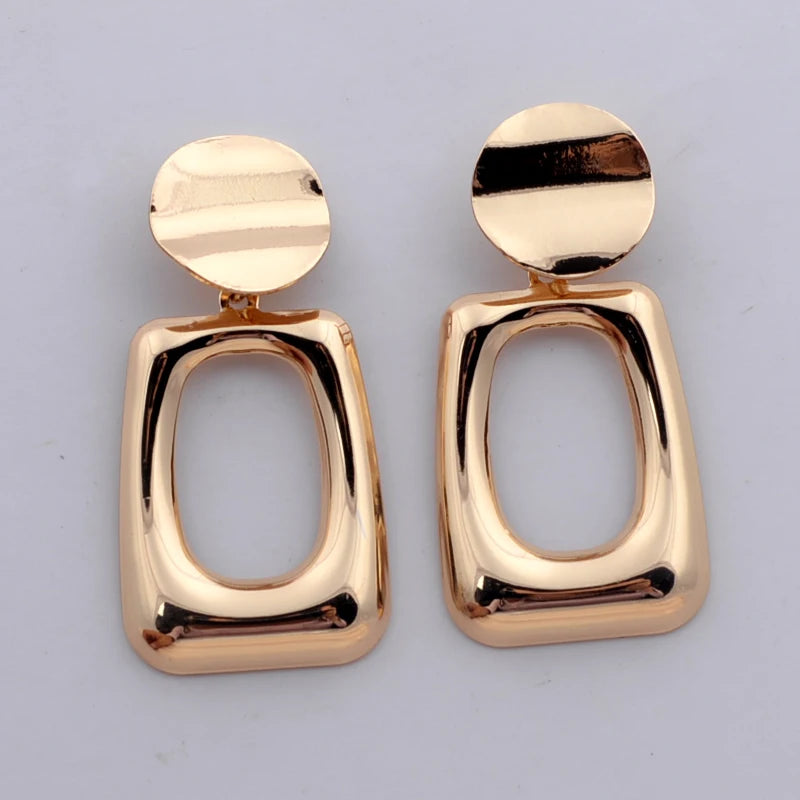 Round Hollow Out Square Oval Drop Earrings