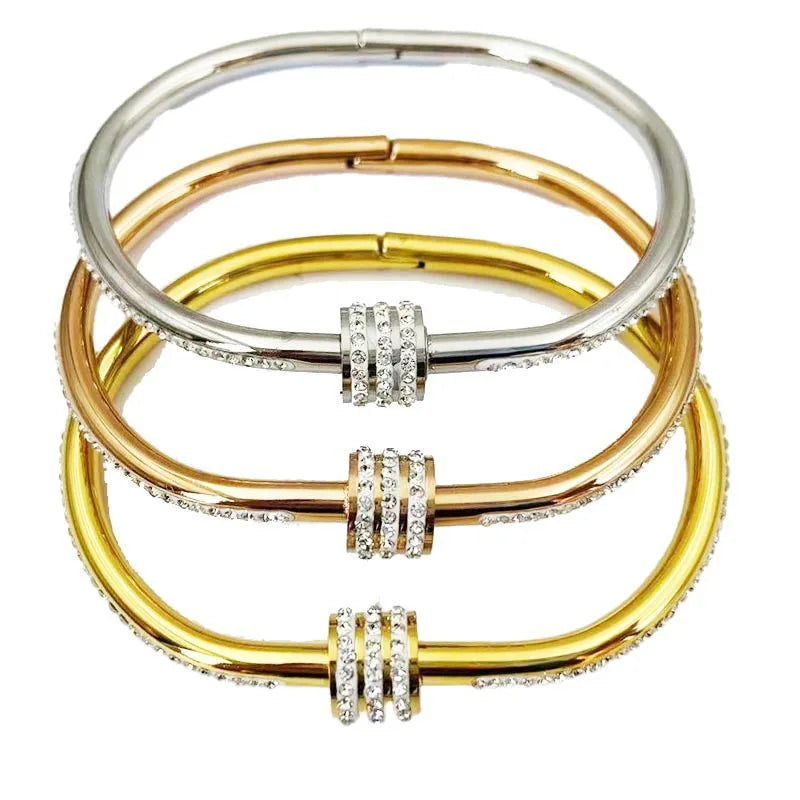 Gold Plated Crystal Lock Bracelet