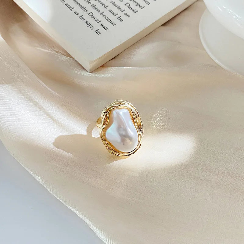 Irregular Pearl Adjustable Ring