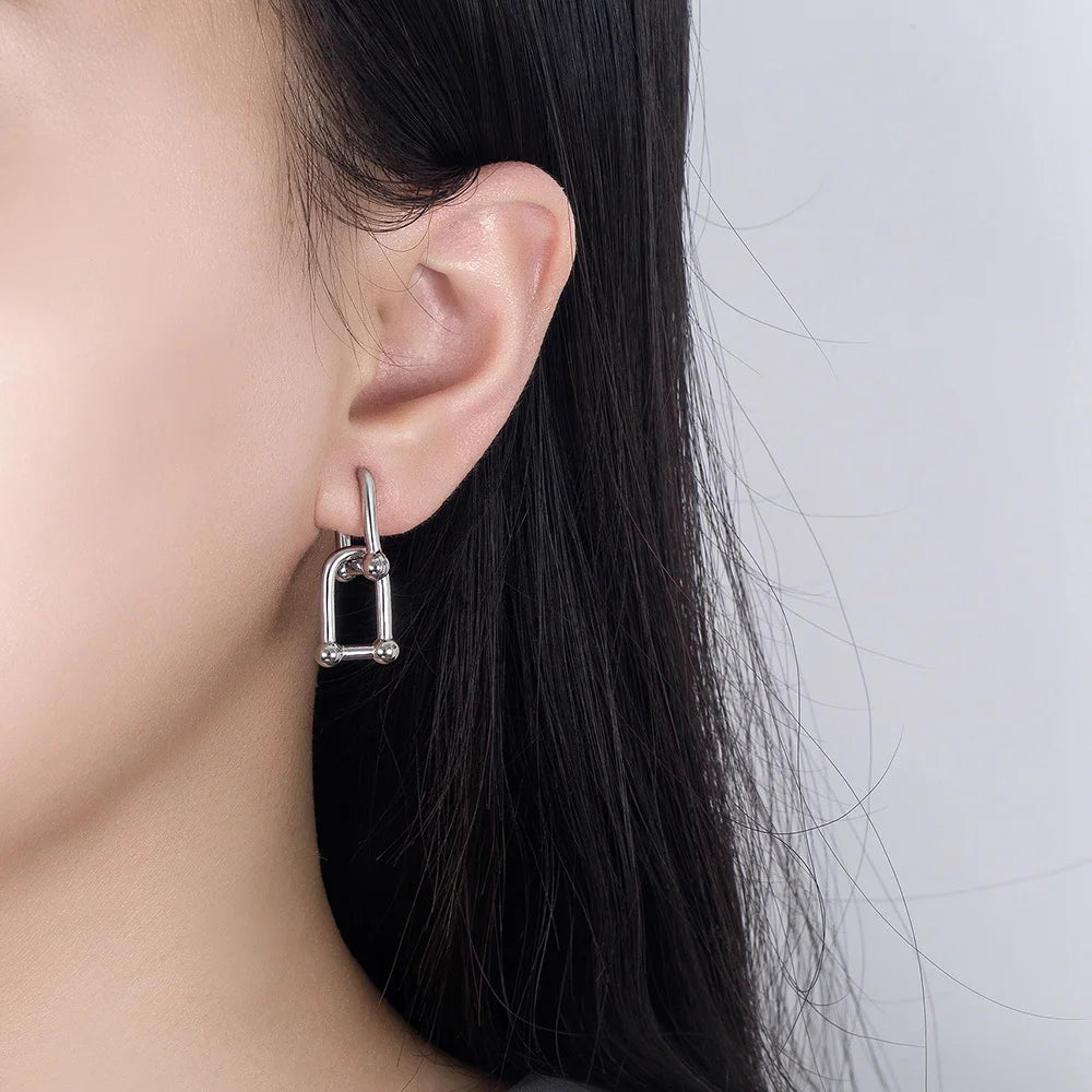 Double U-Shape Hoop Earrings