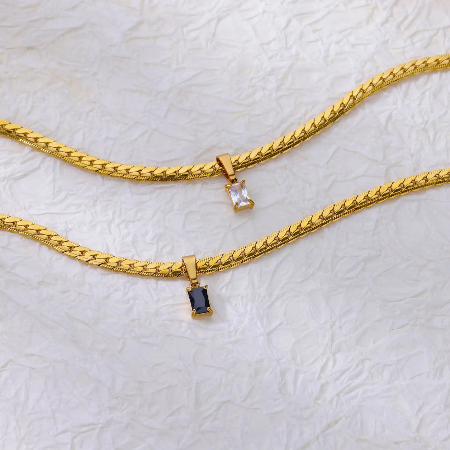 Vintage Square Zircon Thick Chain Necklace