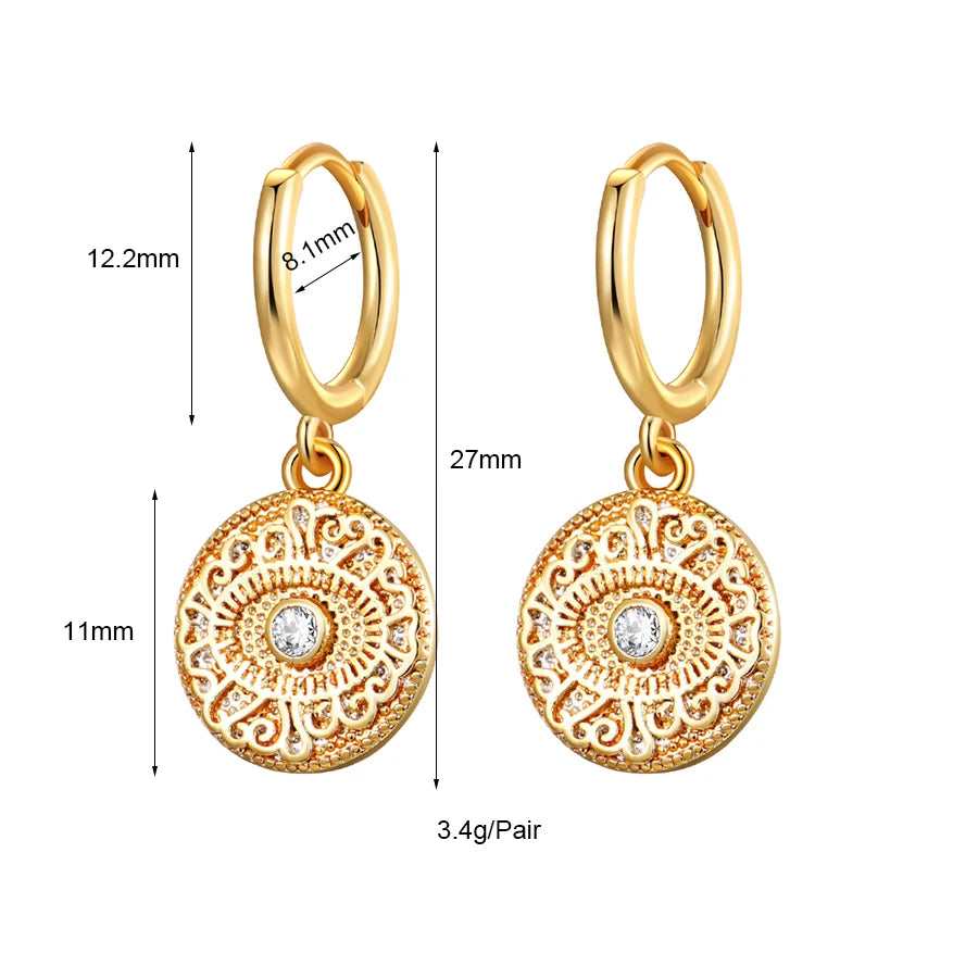 Round Evil Eye Zirconia Earrings