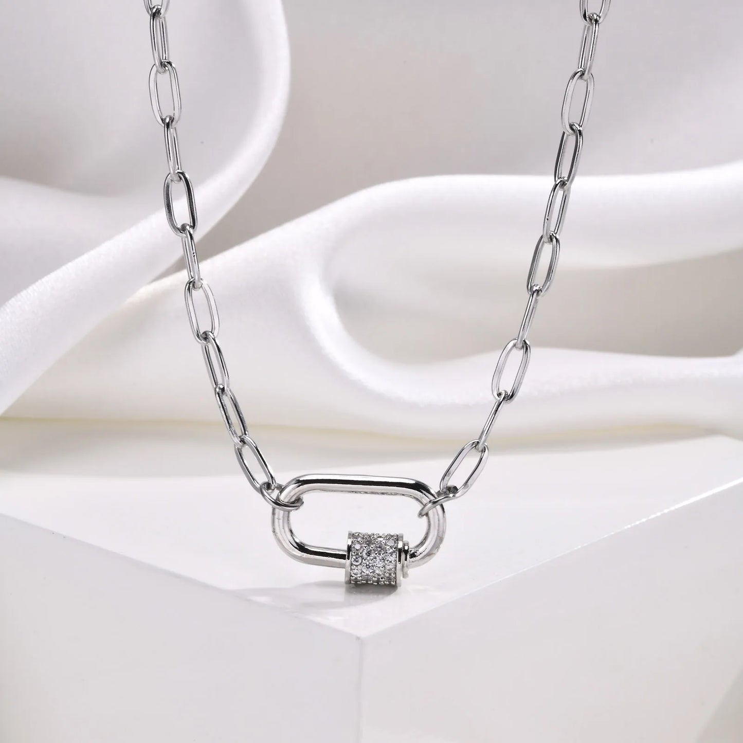 Pin Pendant Paperclip Chain Necklace