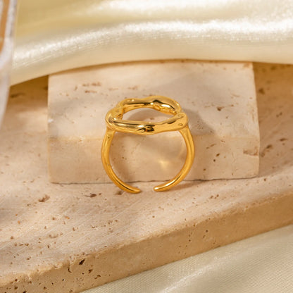 Hollow Lava Adjustable Gold Ring