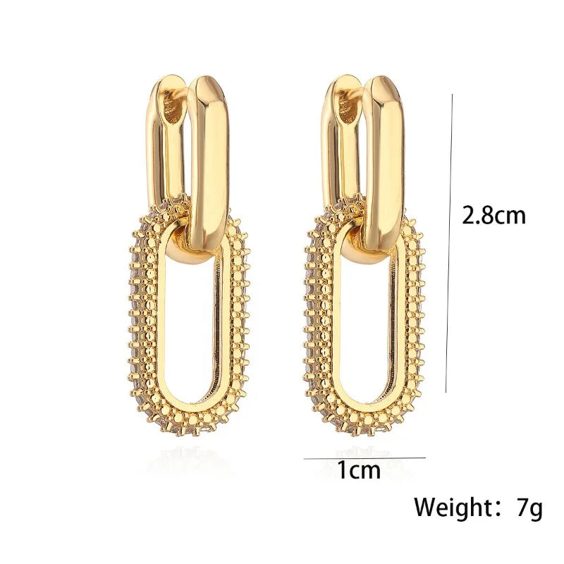 Retro Double Loop Design Drop Earrings