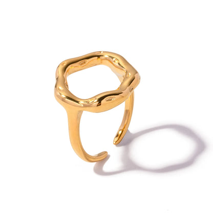 Hollow Lava Adjustable Gold Ring