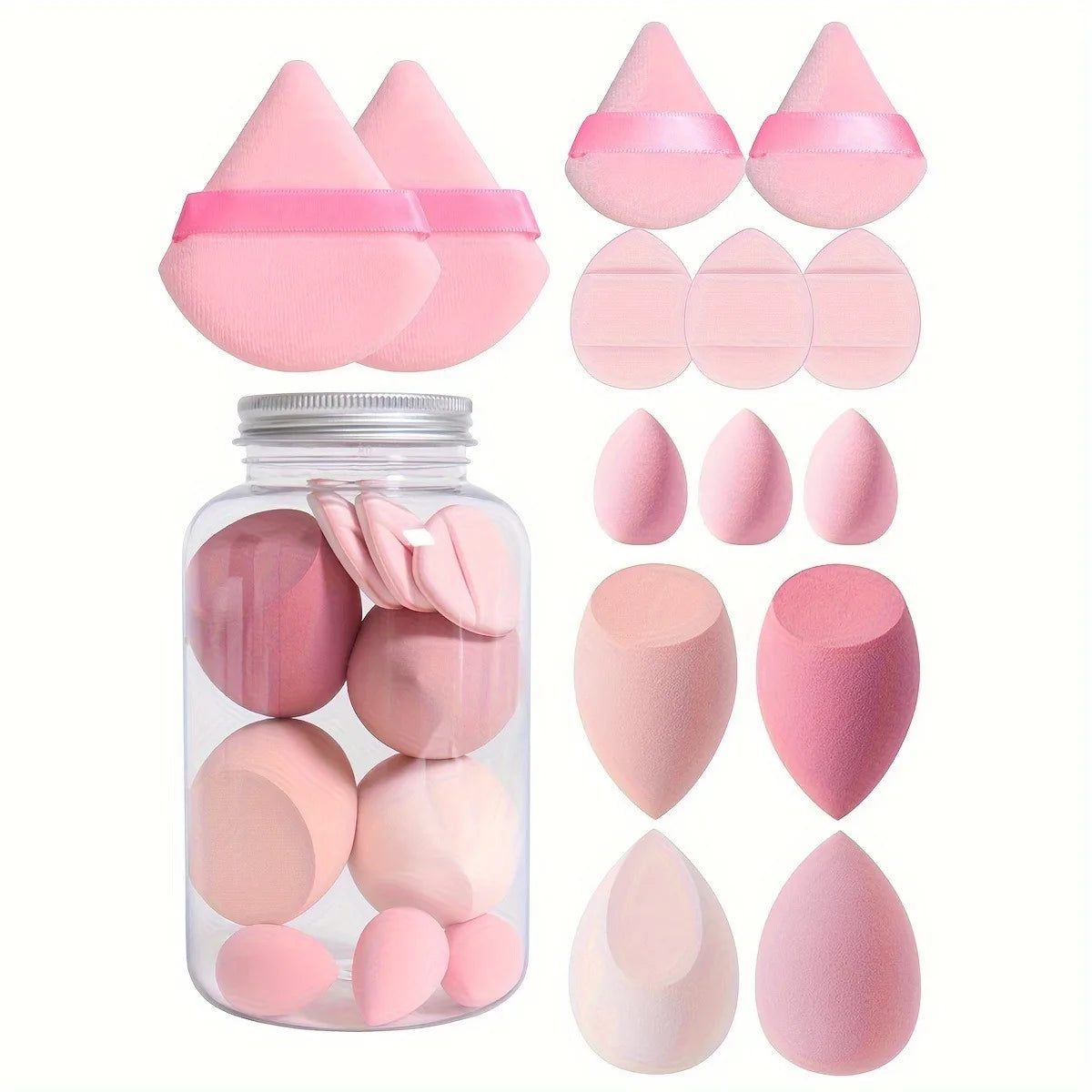 14pc Makeup Sponge Set With Storage Jar