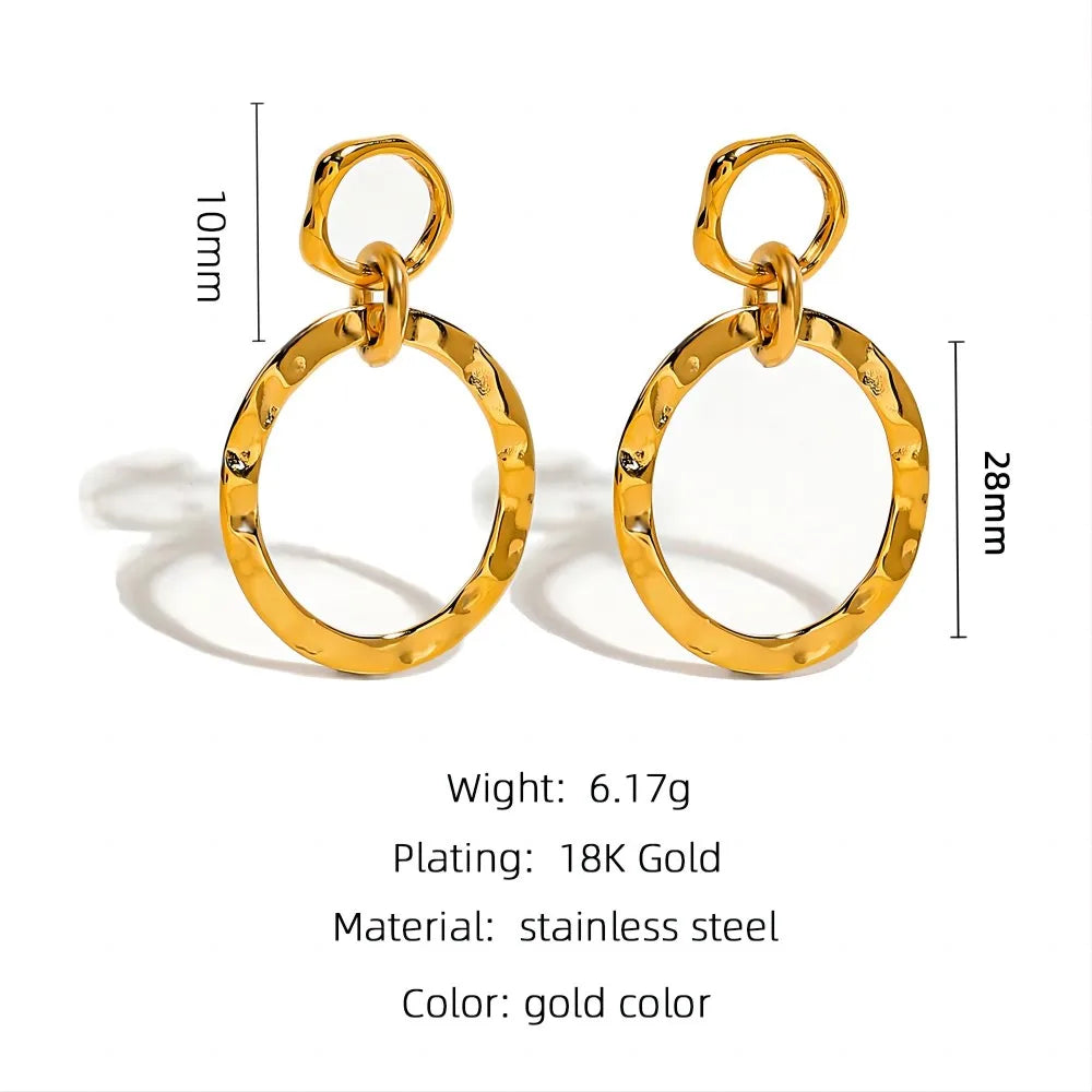 Drop Triple Hoop Earrings