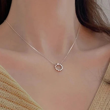 Hollow Circle Zirconia Necklace