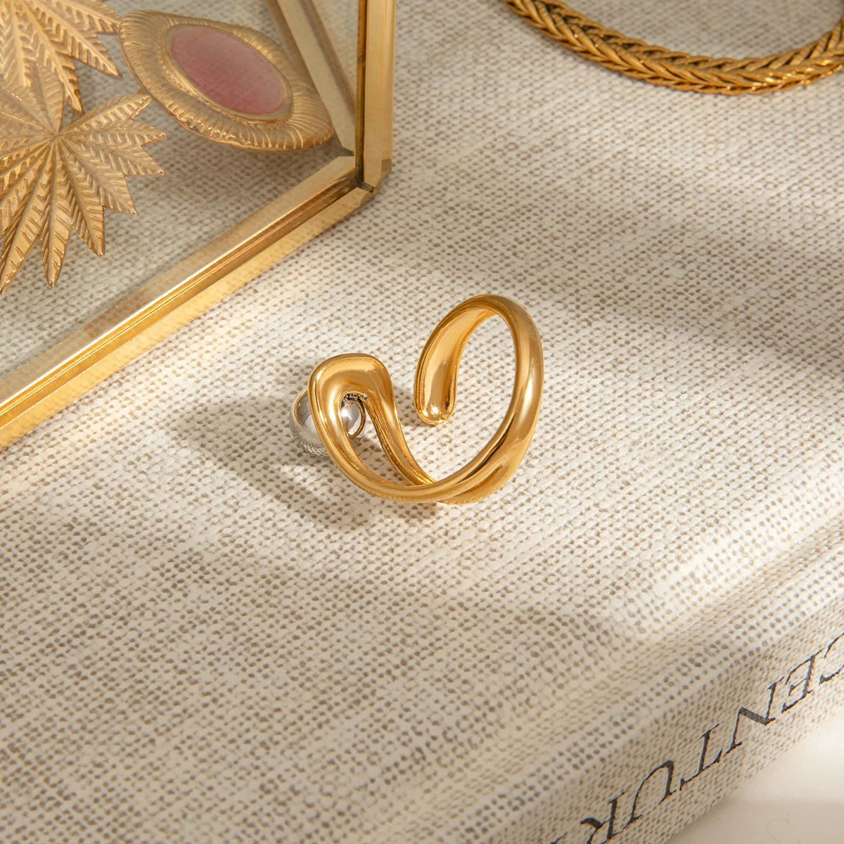 Gold Silver Asymmetric Adjustable Ring