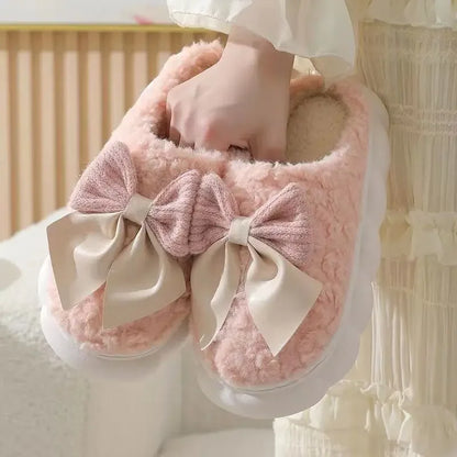 Anti-Slip Thick Platform Bow Indoor Slippers