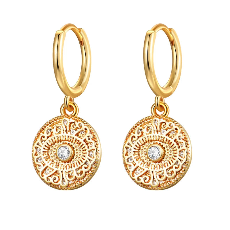 Round Evil Eye Zirconia Earrings