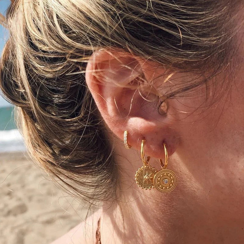 Boho Round Coin Earrings