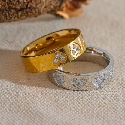 Heart Embellished Thick Band Ring